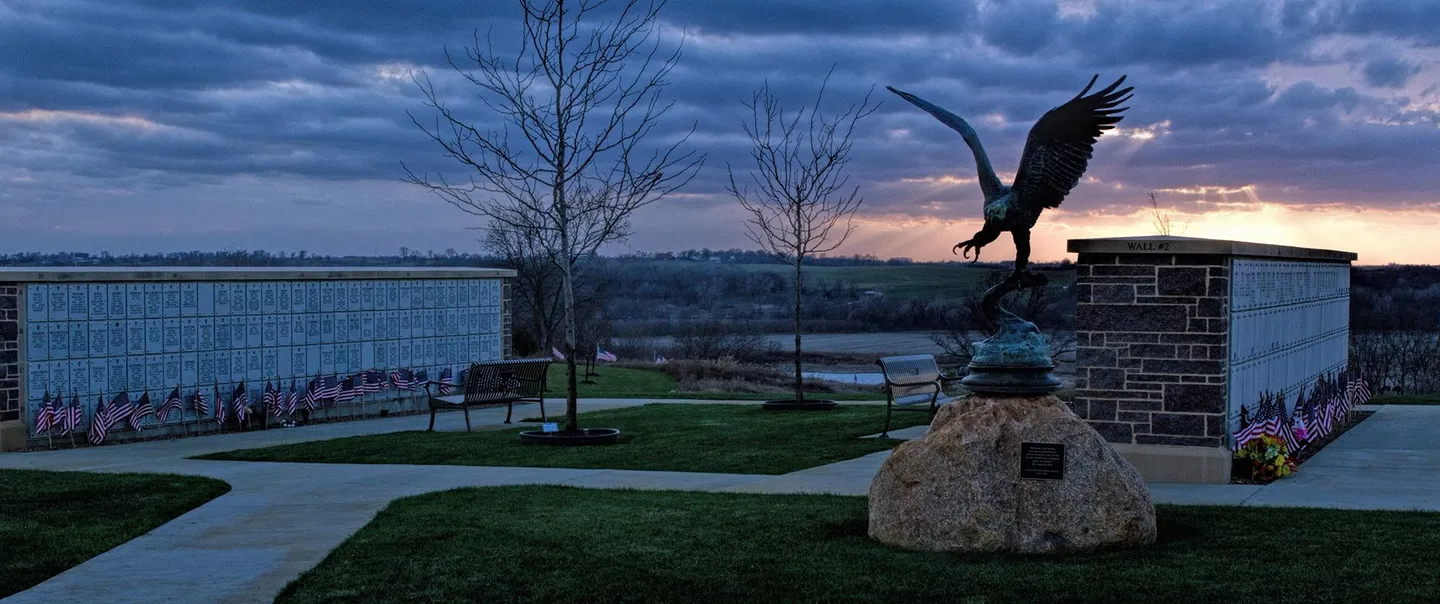 Cemetery Columbarium Walls & Eagle