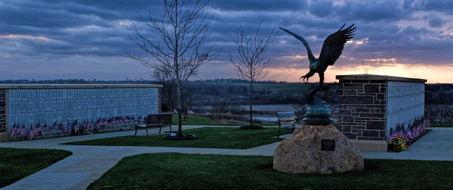 Cemetery Columbarium Walls & Eagle