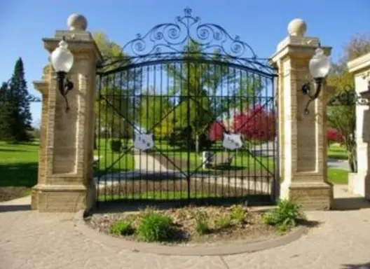 Gates sit at the entrance to the Iowa Veterans Home.