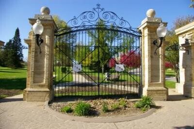 Gates sit at the entrance to the Iowa Veterans Home.